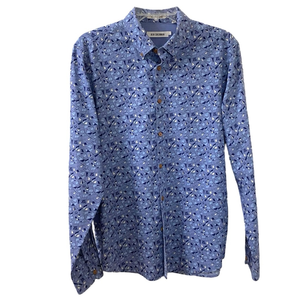 Ben Sherman Blue Mod Fit Button Down Dress Shirt Men's Size Large